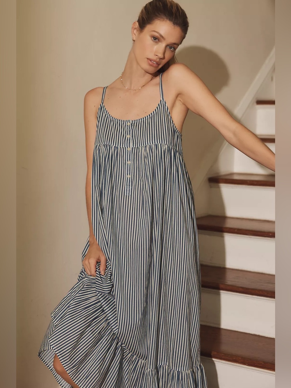 Anthropologie THE GREAT. SLEEP The Ruffle Tank Night Dress size 1 EUC $185